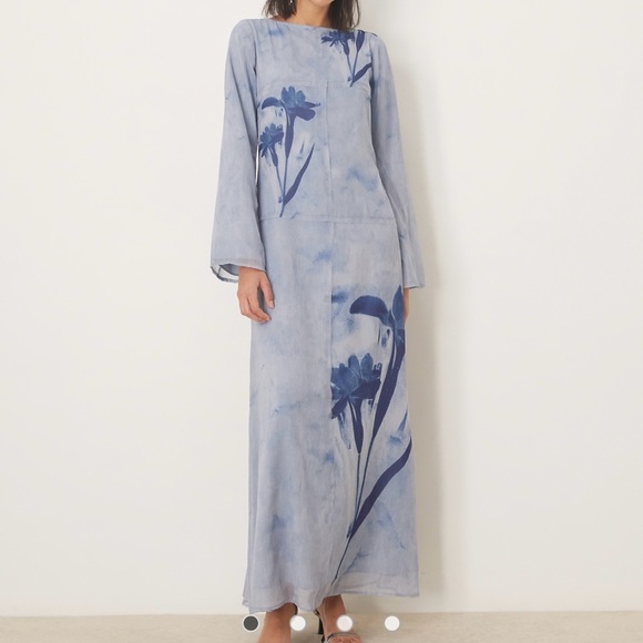 ASOS Dresses & Skirts - ASOS Powder Blue Maxi Dress with Navy Floral Print